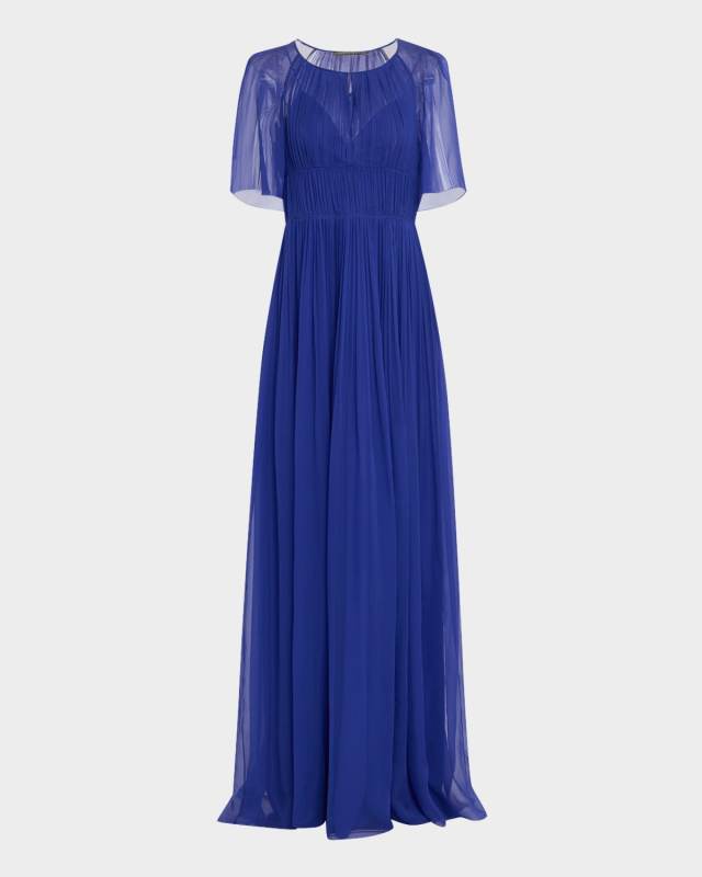 Pleated Organic Chiffon Gown
